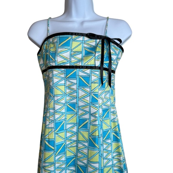 Vintage Becky & Max Y2K Dress Blue Green Size 4 Empire Waist Babydoll Artsy - Picture 3 of 8